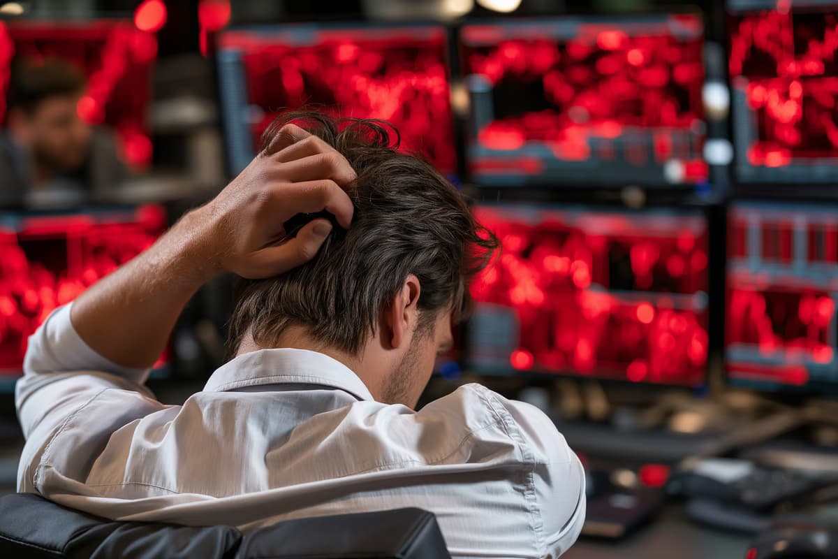 Частен инвеститор в Германия преглежда план за спестявания от ETF на лаптоп, докато пазарните графики показват падащи цени.