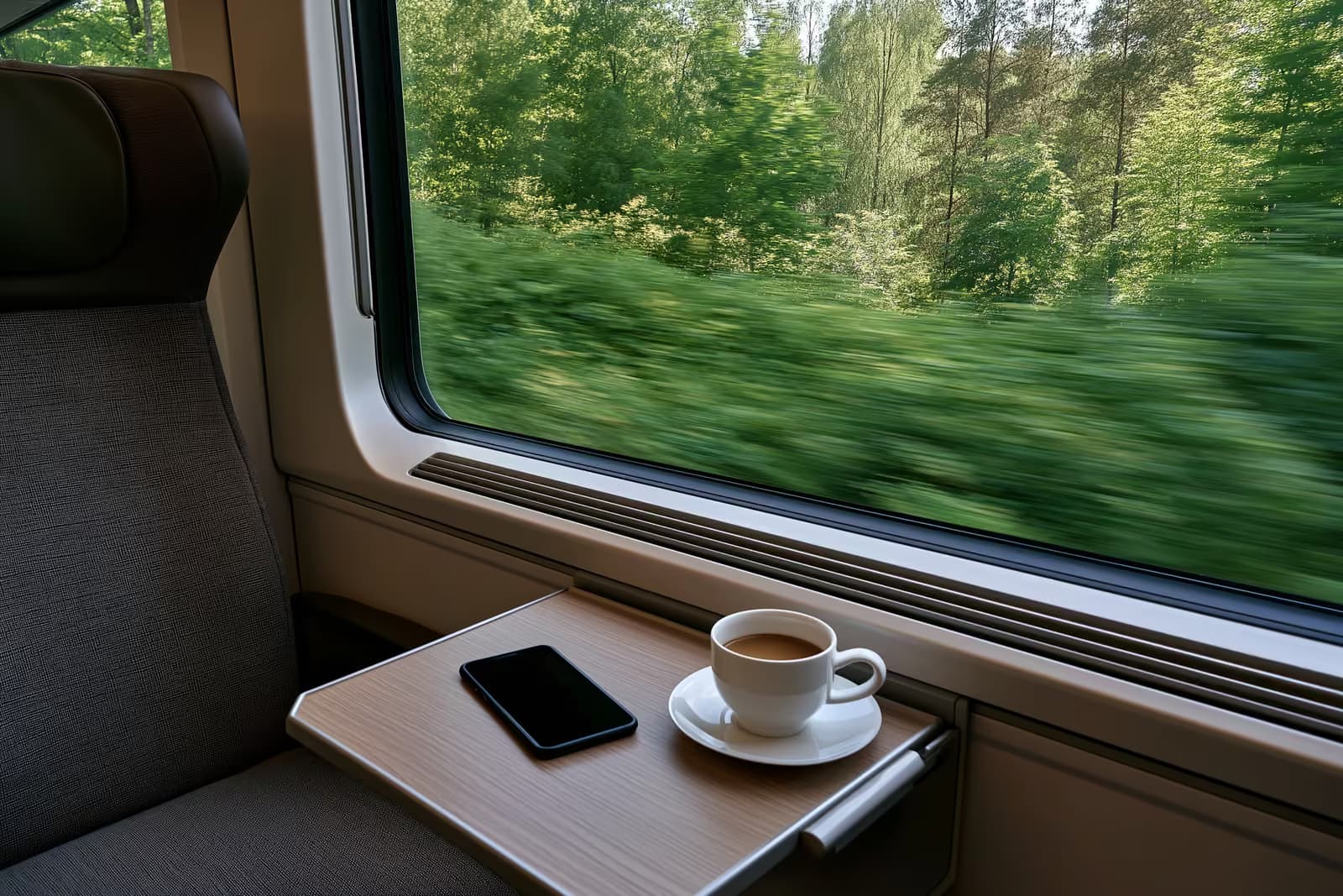 Високоскоростен влак ICE на Deutsche Bahn чака на перона на германска гара сутринта.